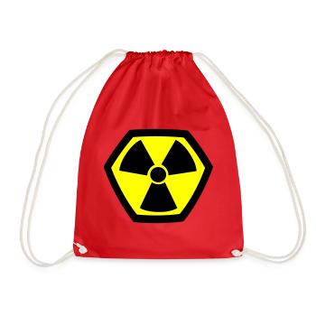 Nuclear Atom Icon Superhero Radioactive Symbol - Drawstring Bag - red - Front