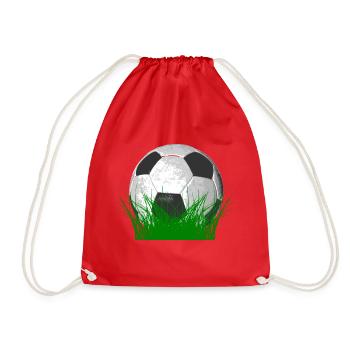 Soccer ball in the grass - Drawstring Bag - red - Front