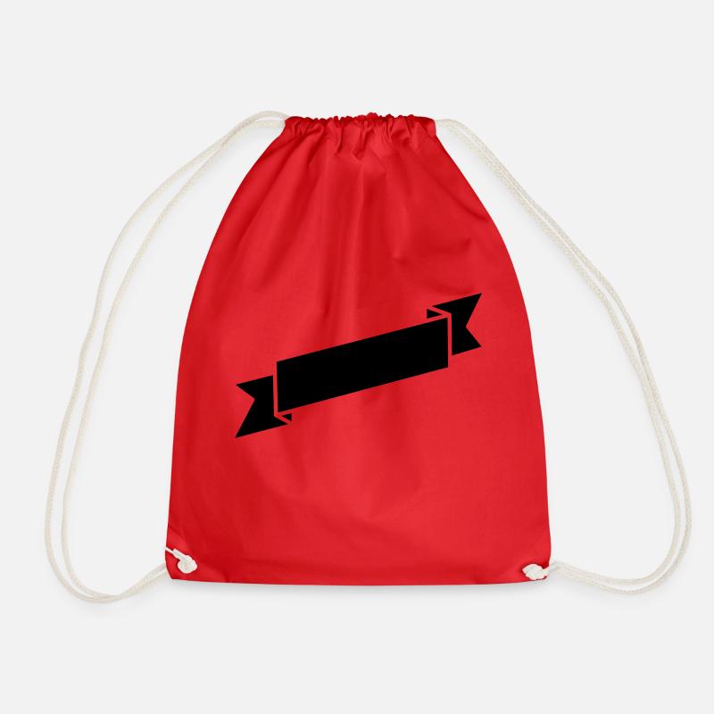 Black Ribbon Banner - Drawstring Bag - red