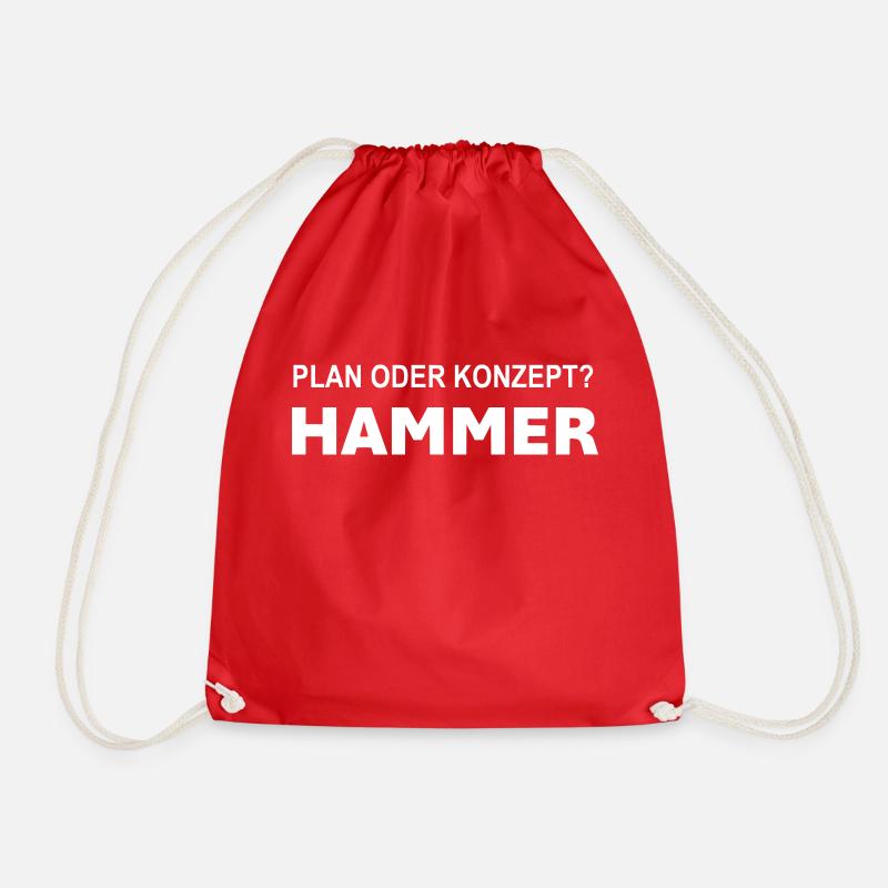Plan oder Konzept? Hammer! - Turnbeutel - Rot