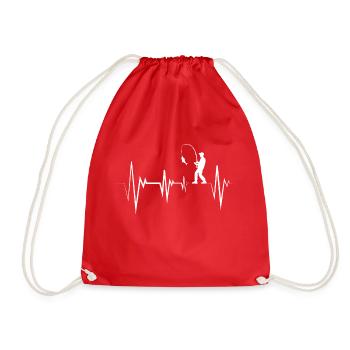 Fishing Heartbeat Angler Ekg - Drawstring Bag - red - Front