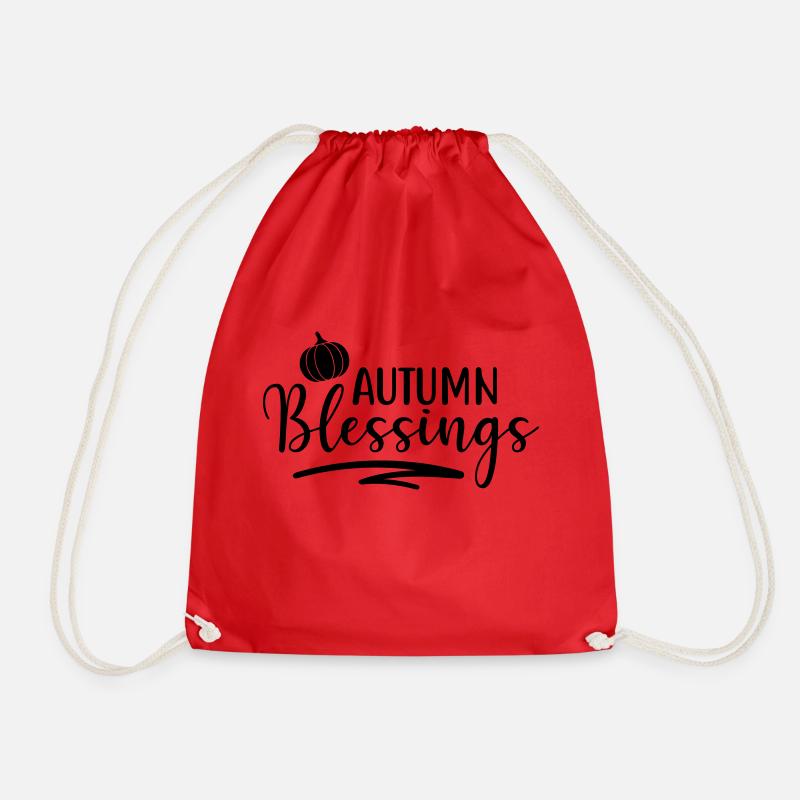 Autumn blessings 2 - Drawstring Bag - red