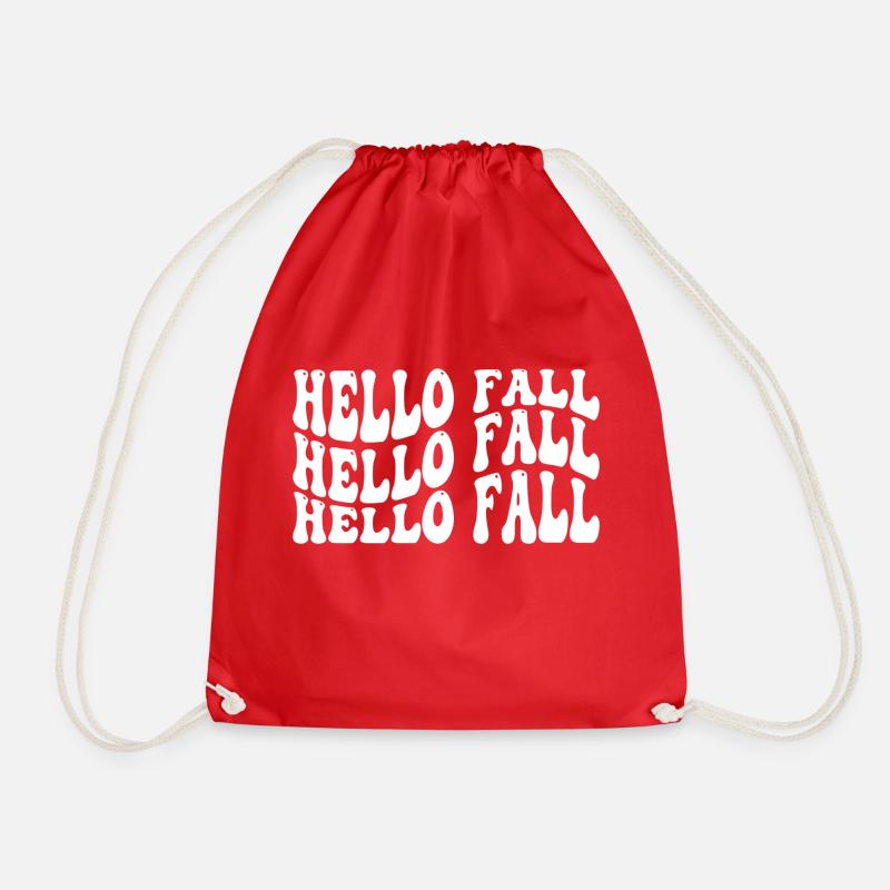 Hello Fall - Drawstring Bag - red