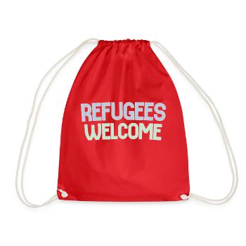 Refugees welcome retro - Drawstring Bag - red - Front