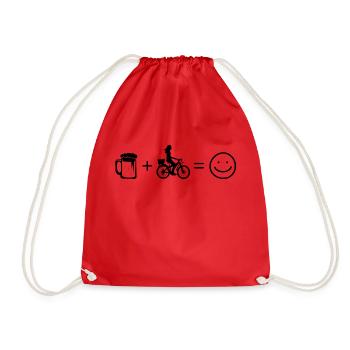 Bier Smile Face und Radfahren 2 - - Turnbeutel - Rot - Vorne