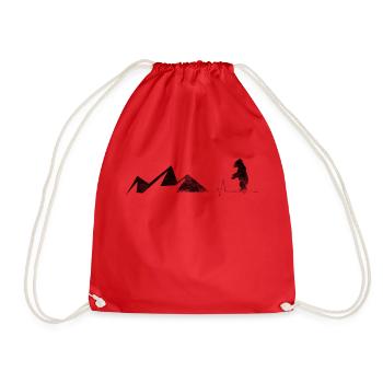 Heartbeat - Bear - Mountain - (5) - Drawstring Bag - red - Front