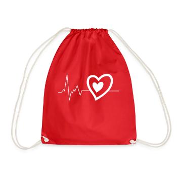 heartbeat heart - Drawstring Bag - red - Front
