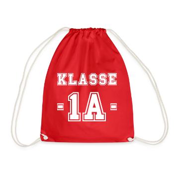 KLASSE 1A Erstklässler Einschulung Schulkind - Turnbeutel - Rot - Vorne