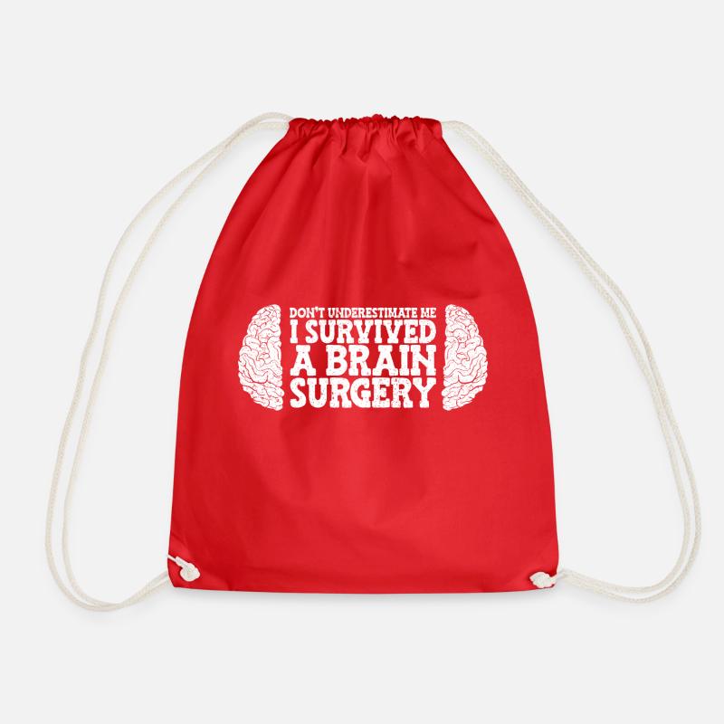 Brain surgery survives brain surgery brain - Drawstring Bag - red