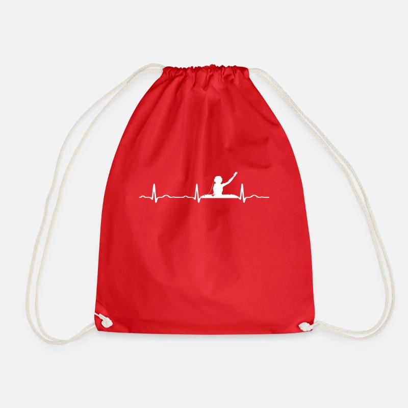 ECG HEARTBEAT DJ white - Drawstring Bag - red
