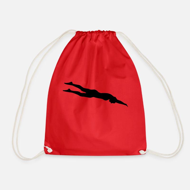 swimming, swimmer - Drawstring Bag - red