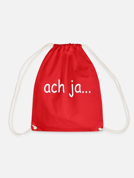 "ach ja", T-Shirt mit Seufzer - Turnbeutel - Rot