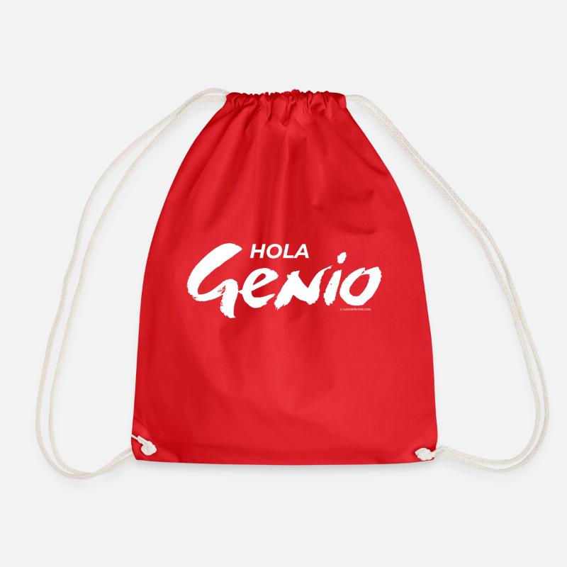 Hello Genius (white) - Drawstring Bag - red