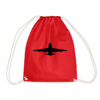 Verkehrsflugzeug, Flughafenpilot, Stewardess - Turnbeutel - Rot - Vorne