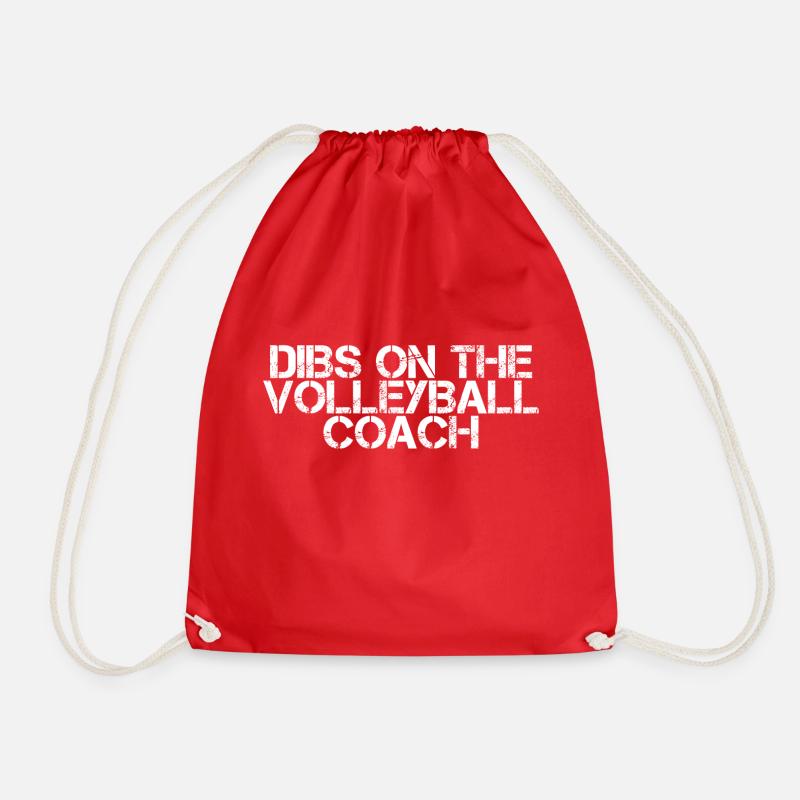 Dibs On The Volleyball Coach 2 - Drawstring Bag - red