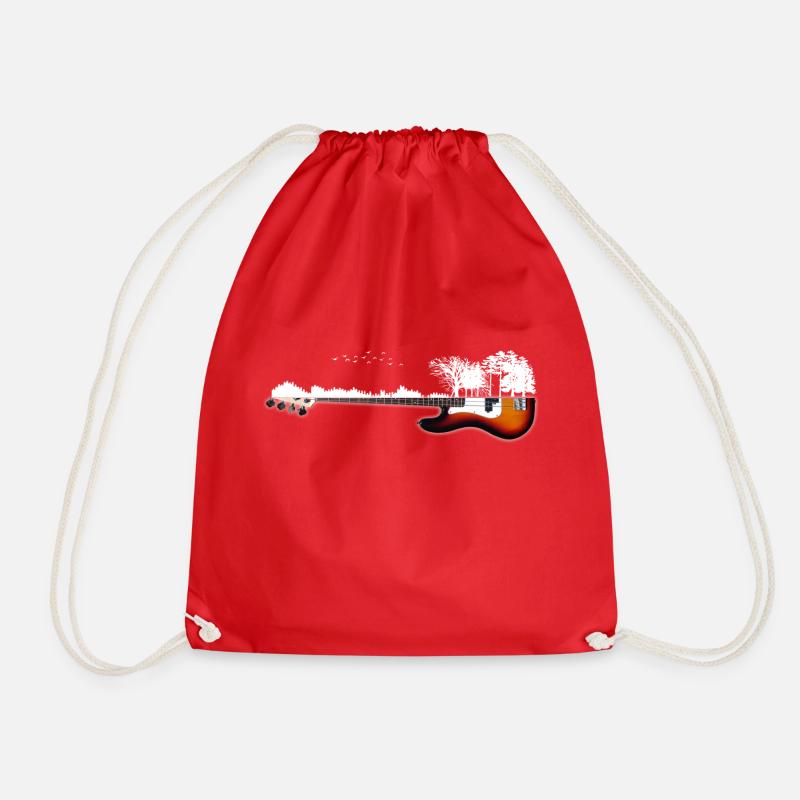 nature guitar - Drawstring Bag - red