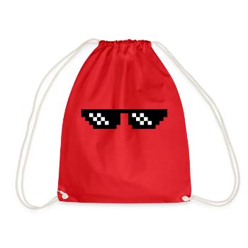pixel sunglasses deal with it relax rest - Drawstring Bag - red - Front