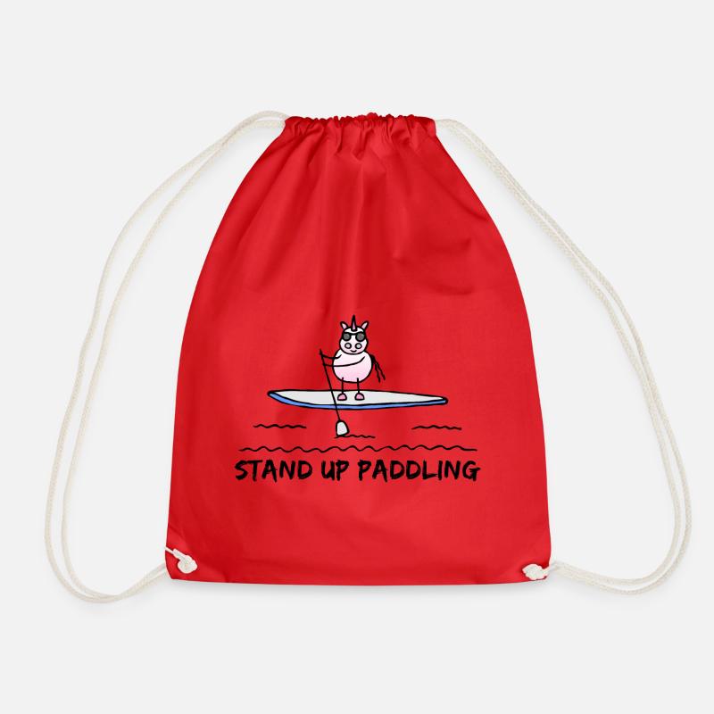 SUP Einhorn Stand Up Paddling Stehpaddeln - Turnbeutel - Rot