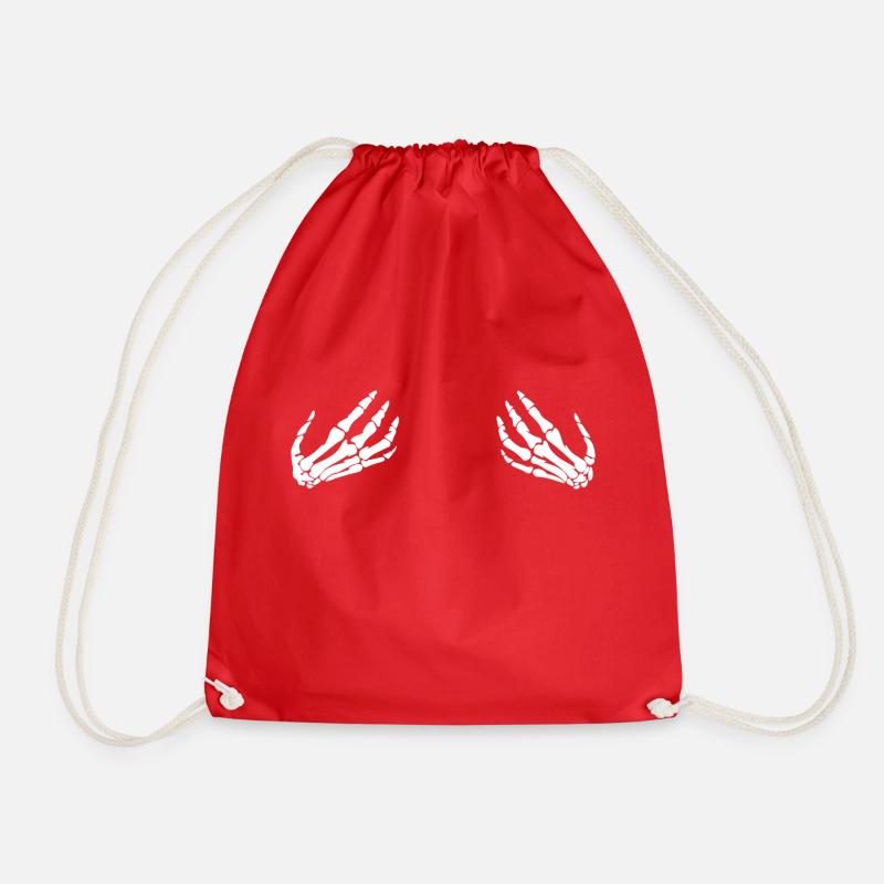 Skeleton hands on boobs - Drawstring Bag - red