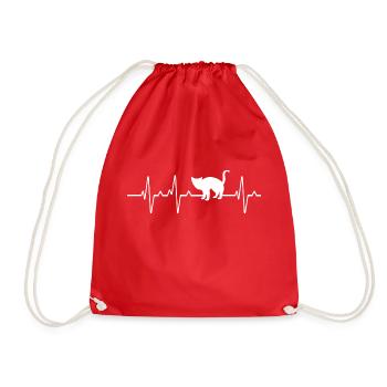Cat Heartbeat Cat Lover - Drawstring Bag - red - Front