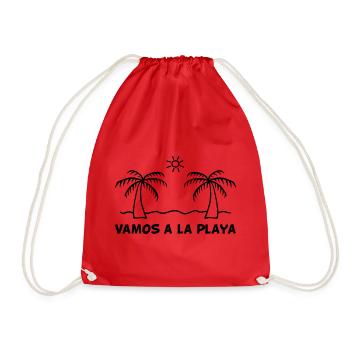 Holiday palm sun party celebrate Vamos A La Playa - Drawstring Bag - red - Front