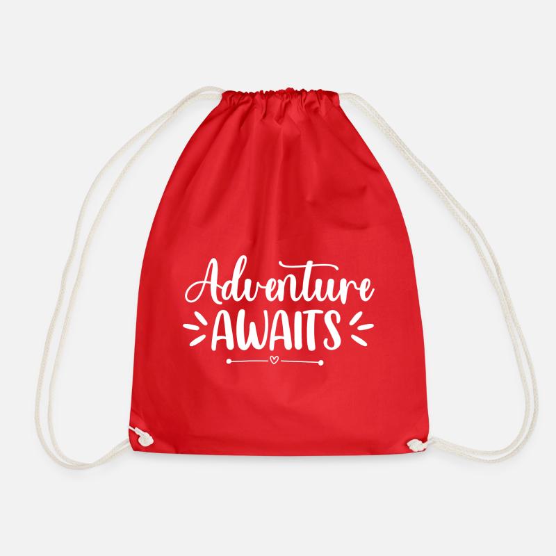 Adventure Awaits - Drawstring Bag - red