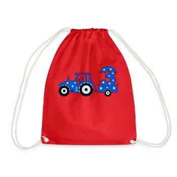 Tracteur de 3ème anniversaire - Sac de sport léger - rouge - Devant