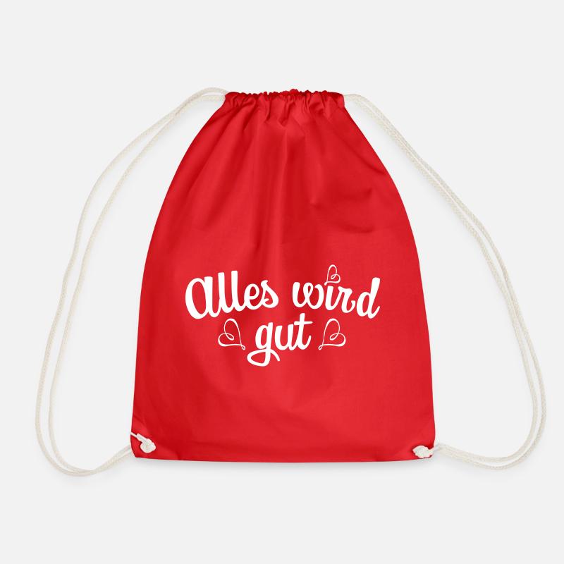 139 Alles wird gut Herzen - Turnbeutel - Rot