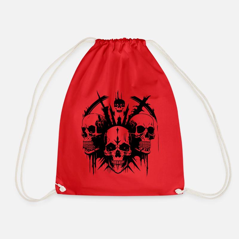 Skull Tribal - Drawstring Bag - red