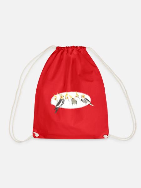 Cockatiels - Drawstring Bag - red