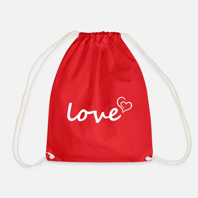 Love - Heart - Drawstring Bag - red