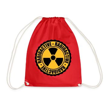 stamp danger caution caution caution atomic bomb - Drawstring Bag - red - Front