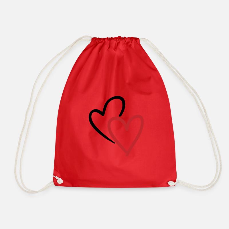 Two intertwined hearts in red - Drawstring Bag - red