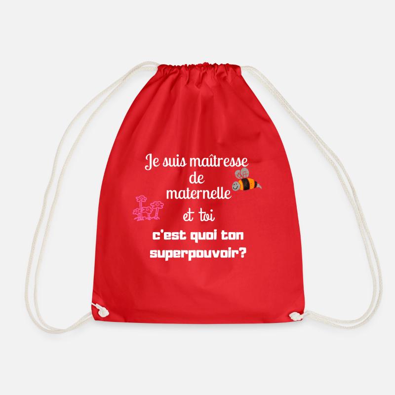 I am a kindergarten teacher 2 - Drawstring Bag - red