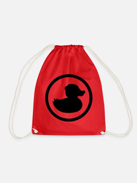 kreis rund logo quietscheente gummiente badeente e - Turnbeutel - Rot