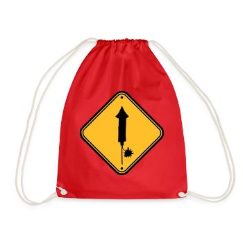 danger warning sign caution caution danger zone - Drawstring Bag - red - Front