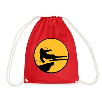 jump jump stunt trick cliff high fli - Drawstring Bag - red - Front