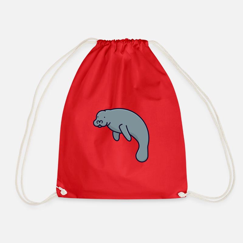 Manatee - Drawstring Bag - red