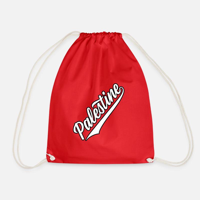 Palestine baseball-style white-black - Drawstring Bag - red