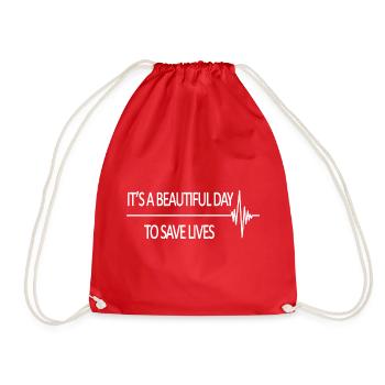 beautiful day save lives nurse - Drawstring Bag - red - Front