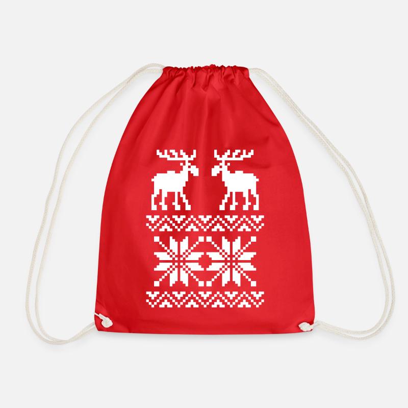 Elch-Muster-Weihnachtspullover - Turnbeutel - Rot