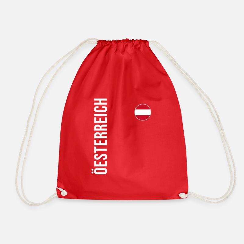 Austria, Oesi, Austrian flag - Drawstring Bag - red