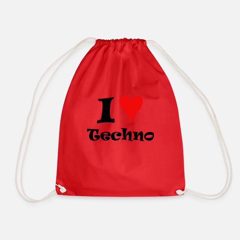 I love Techno - Turnbeutel - Rot
