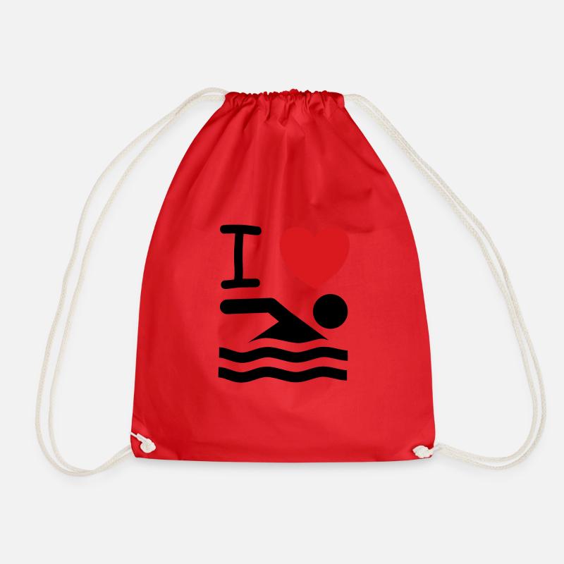 I Love Schwimmen Spruch Geschenk Idee - Turnbeutel - Rot