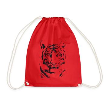 Schwarzer Tiger - Illustration - Turnbeutel - Rot - Vorne
