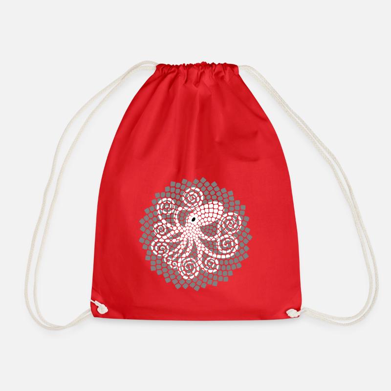 Fibonacci Squid - Drawstring Bag - red
