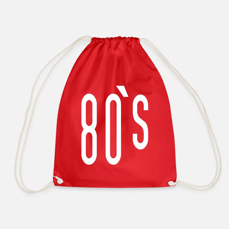 80s 80th 80s birthday celebration gift - Drawstring Bag - red