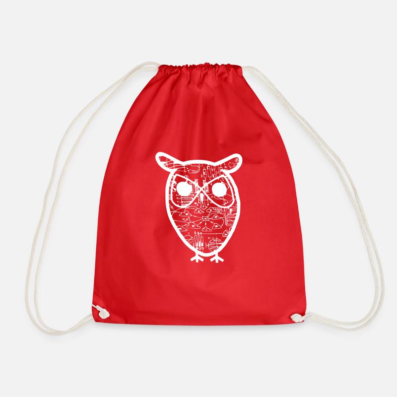 Owls shirt - Drawstring Bag - red