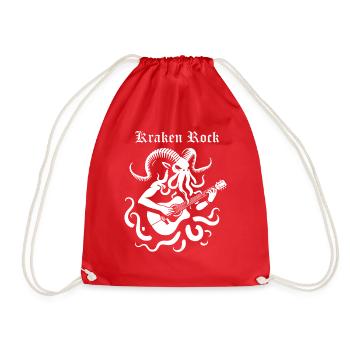 Kraken spielt Rock auf der Gitarre - Turnbeutel - Rot - Vorne