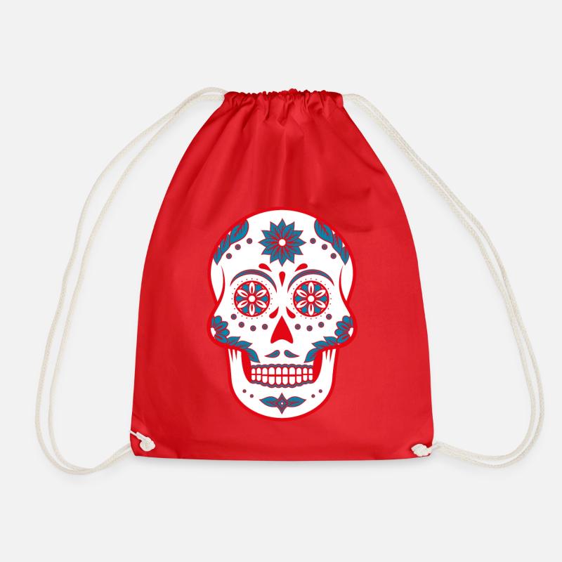 Sugar Skull - Drawstring Bag - red